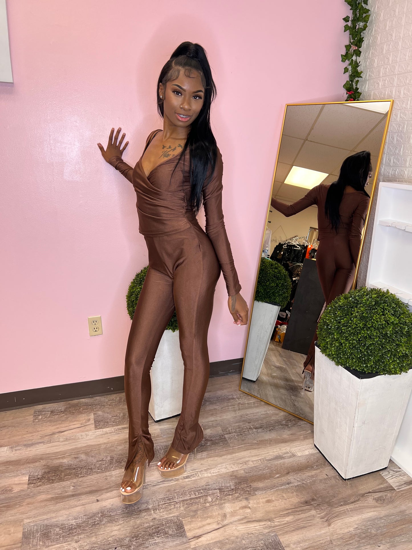 Chocolate Satin Set